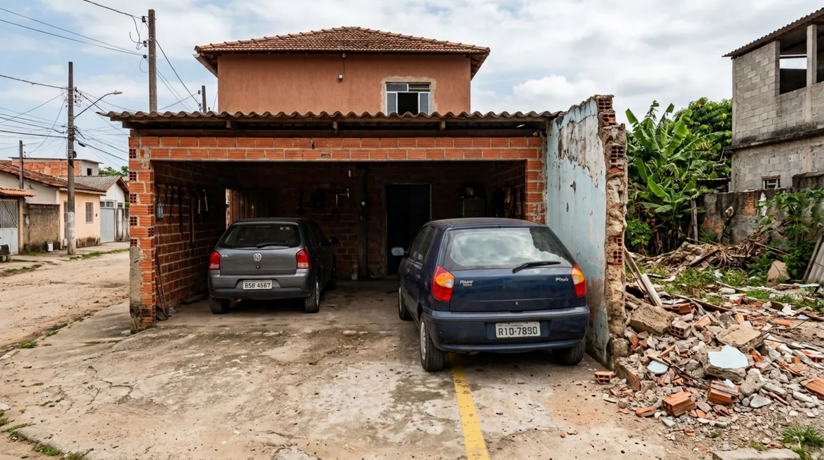 Casal constrói garagem para dois carros e, ao substituir o muro antigo, descobre que uma das vagas avançou sobre o terreno vizinho, casal tenta negociar com o vizinho, mas caso acaba indo parar na justiça