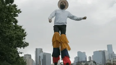 Think running a marathon is hard? Try doing it on three-kilogram stilts