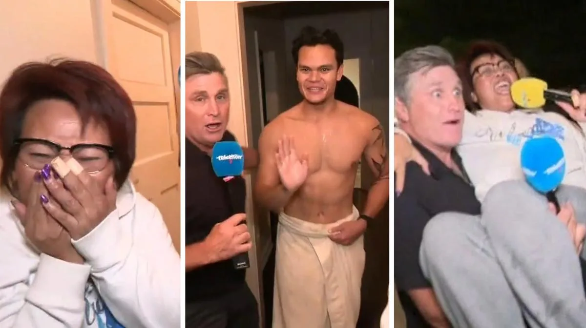 Funniest moment in Telethon history as half-naked man steals show during car giveaway with Shane Crawford