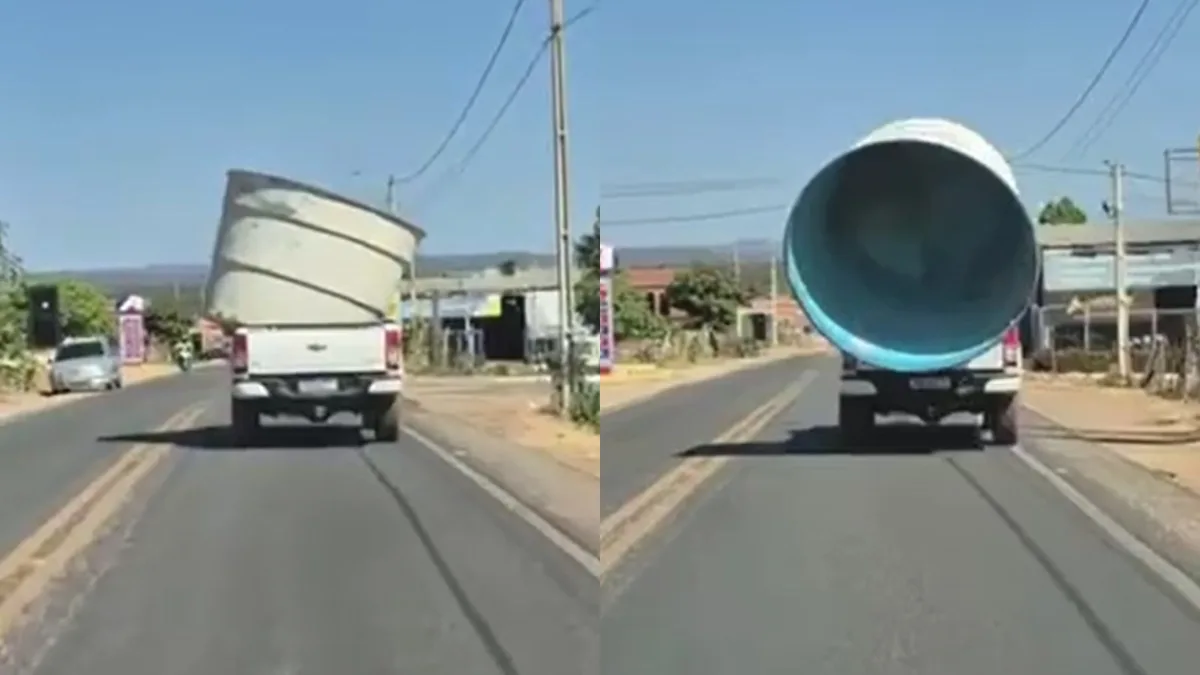 Caixa d'água em veículo cai na pista e assusta motoristas em rodovia no Ceará