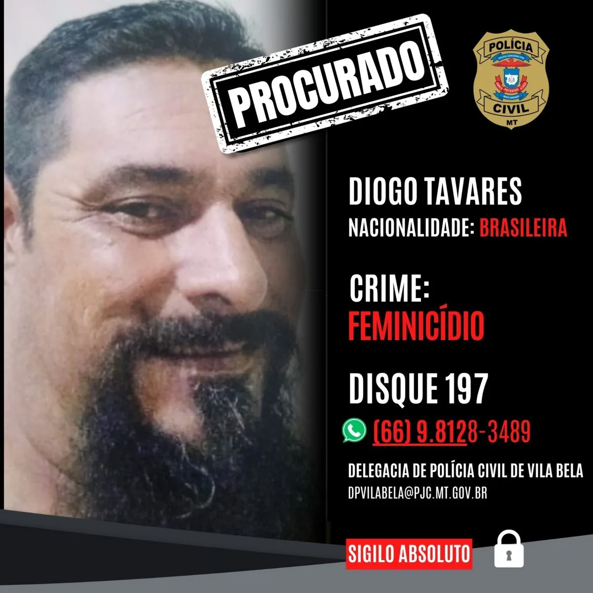 Procurado por morte de esposa em MT tem histórico de violência e escondia armas, diz polícia