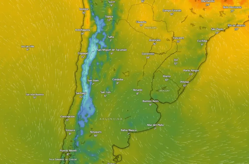 Hay alerta amarilla por frío extremo, lluvias y nevadas para este lunes 14 de septiembre: las provincias afectadas