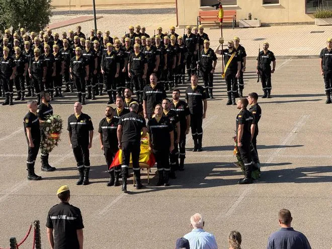 La UME despide con honras fúnebres al militar fallecido en el incendio de Riglos (Huesca)