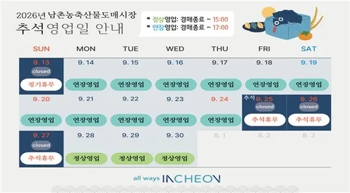 [인천소식] 남촌농산물도매시장, 추석 성수품 4천828t 공급