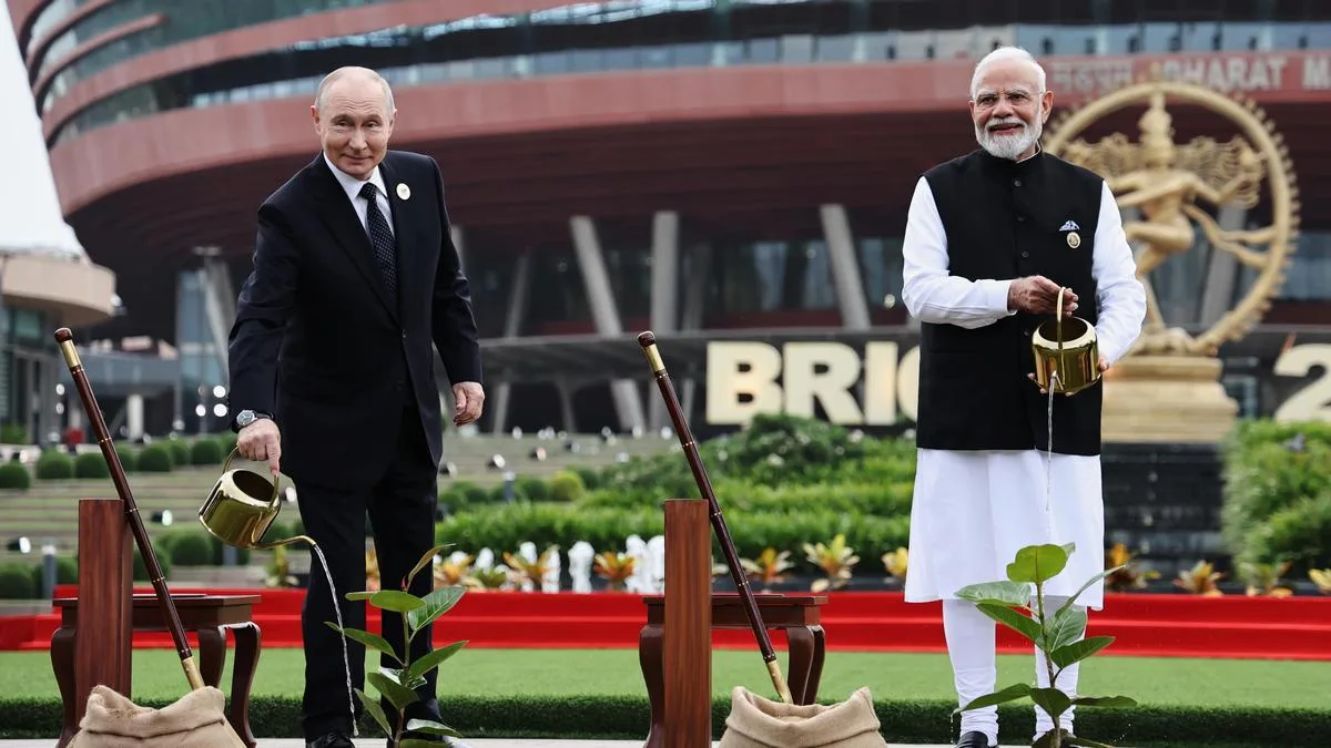 BRICS leaders plant saplings at Bharat Mandapam