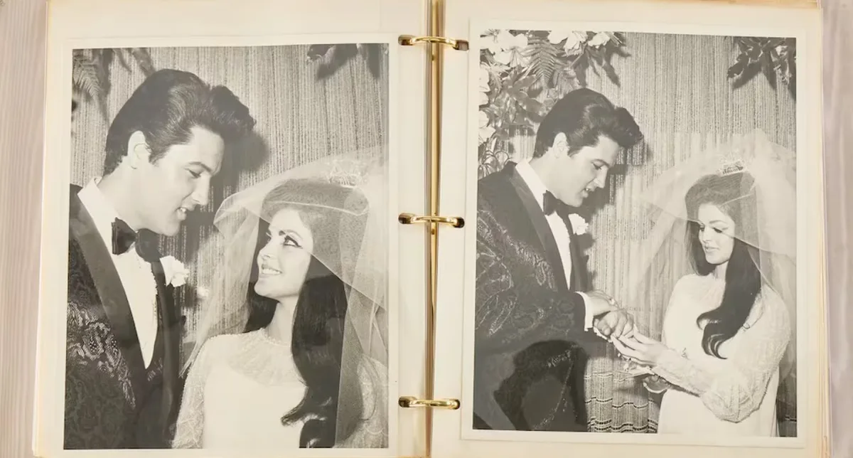 O álbum privado do casamento de Elvis e Priscilla Presley que será leiloado