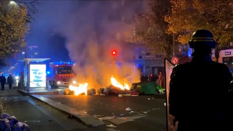 Protesters clashed with police in major French cities after rallies descended into violence and looting