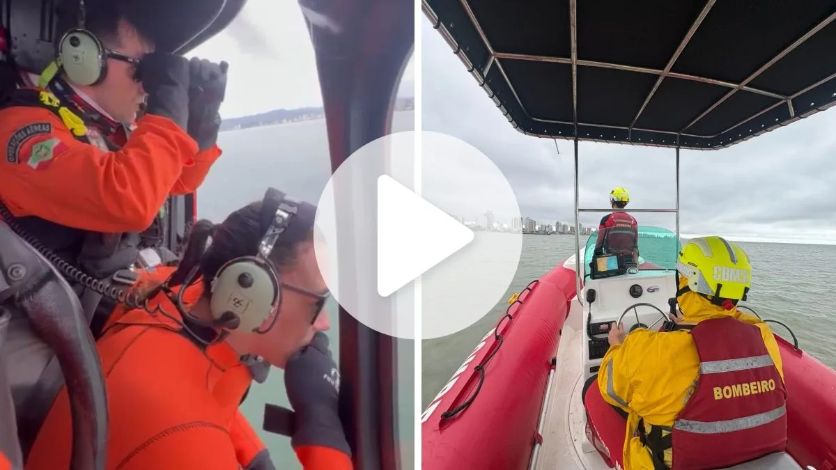 Drone, moto aquática, barcos e helicópteros são usados nas buscas pelo menino Samuel, de 10 anos, levado por onda no mar em SC