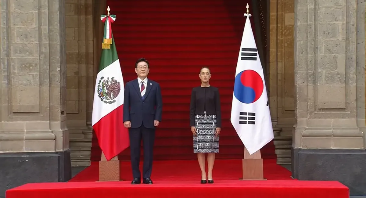 Claudia Sheinbaum recibe al presidente de Corea del Sur en Palacio Nacional