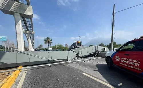 Samuel García asegura que desplome de puente no afecta construcción del Metro de Monterrey; empresa responsable cubrirá daños