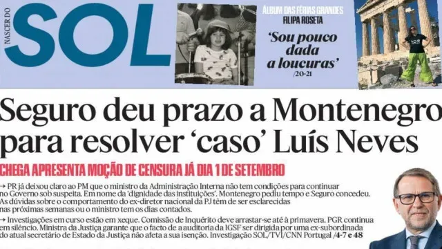 Hoje é notícia: Seguro deu prazo a Montenegro; Governo sob pressão