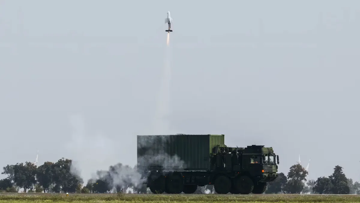 German defense giant tests moving truck launcher carrying 18 kamikaze drones