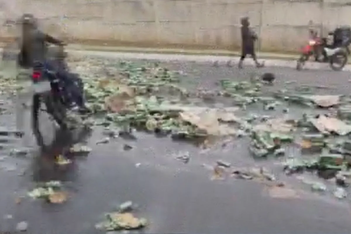 Vídeo: carga de cerveja é saqueada após cair de caminhão em Cuiabá