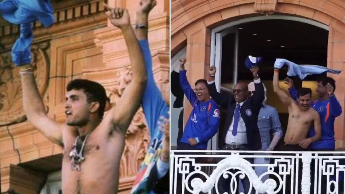 India recreate Ganguly's shirt-waving celebration after beating England at Lord's