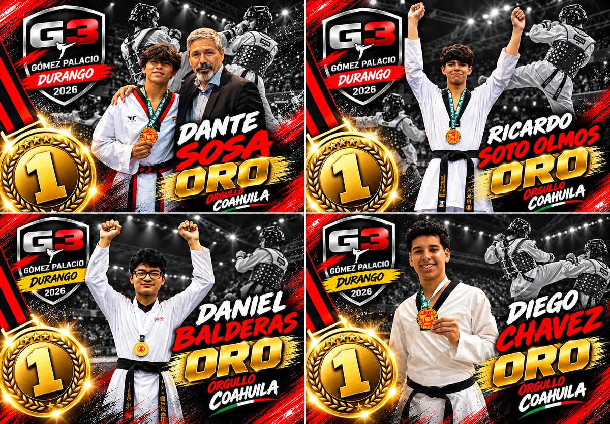 Coahuila brilla en el Nacional de Taekwondo G3: suma nueve medallas en Gómez Palacio