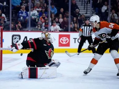 Michkov and Martone lead Flyers past Senators 3-1 for 1st win of season after 9-game skid