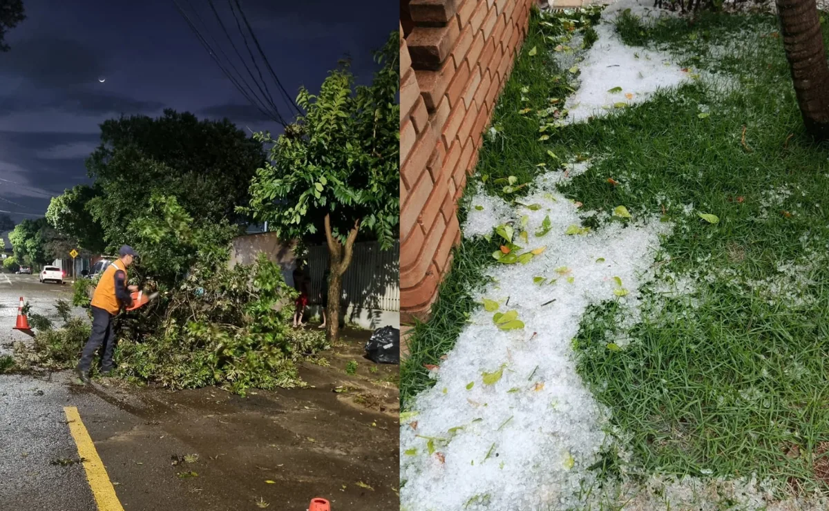 Temporal com granizo chega de surpresa e mobiliza força-tarefa em Londrina: “Pode ter relação com o Super El Niño”, diz secretário