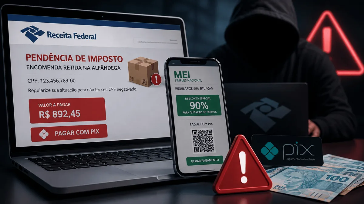 Golpe simula cobrança de taxas da Receita Federal para roubar Pix