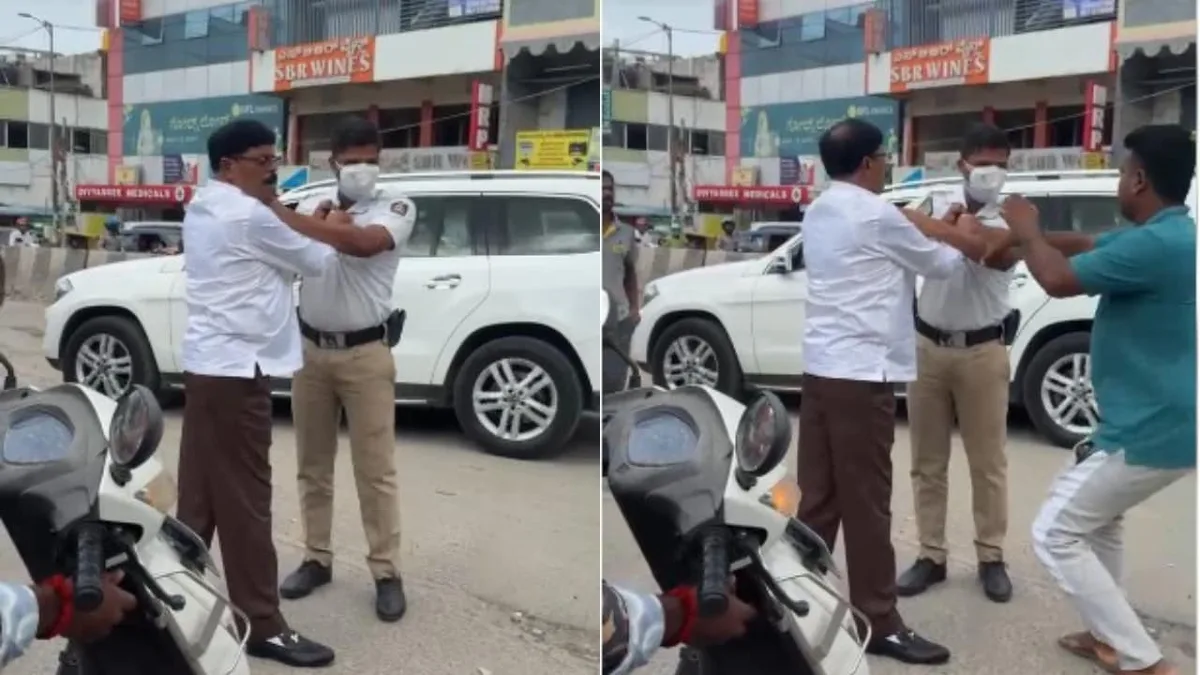 On Camera, JDS Leader Grabs Traffic Cop By Collar, Tries To Kick Him In Bengaluru