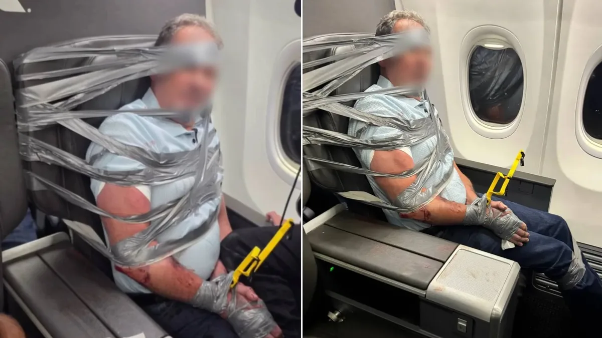 Imputan al pasajero que ataron con cinta adhesiva en un vuelo de American Airlines: enfrenta hasta 20 años de prisión