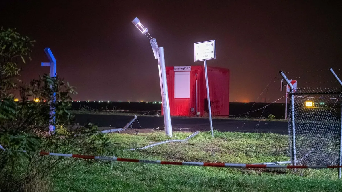 Flughafen Leipzig/Halle: Auto durchbricht Zaun in der Nähe von Antonow-Maschinen
