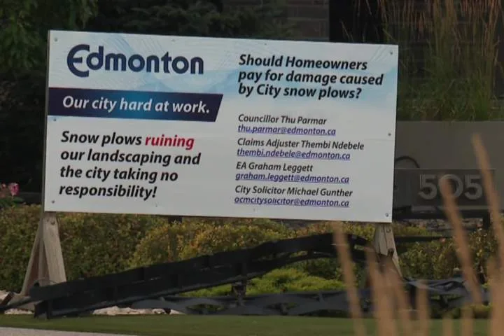 Edmonton homeowner takes snow plow damage frustrations to the street