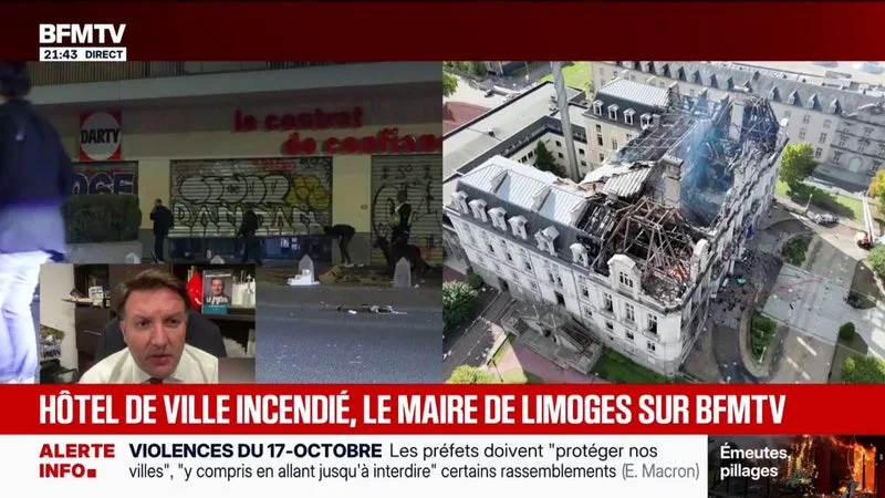 Mairie de Limoges incendiée: "Il y a eu des défaillances d'État" ce samedi 17 octobre, déclare le maire (LR) de la ville Guillaume Guérin