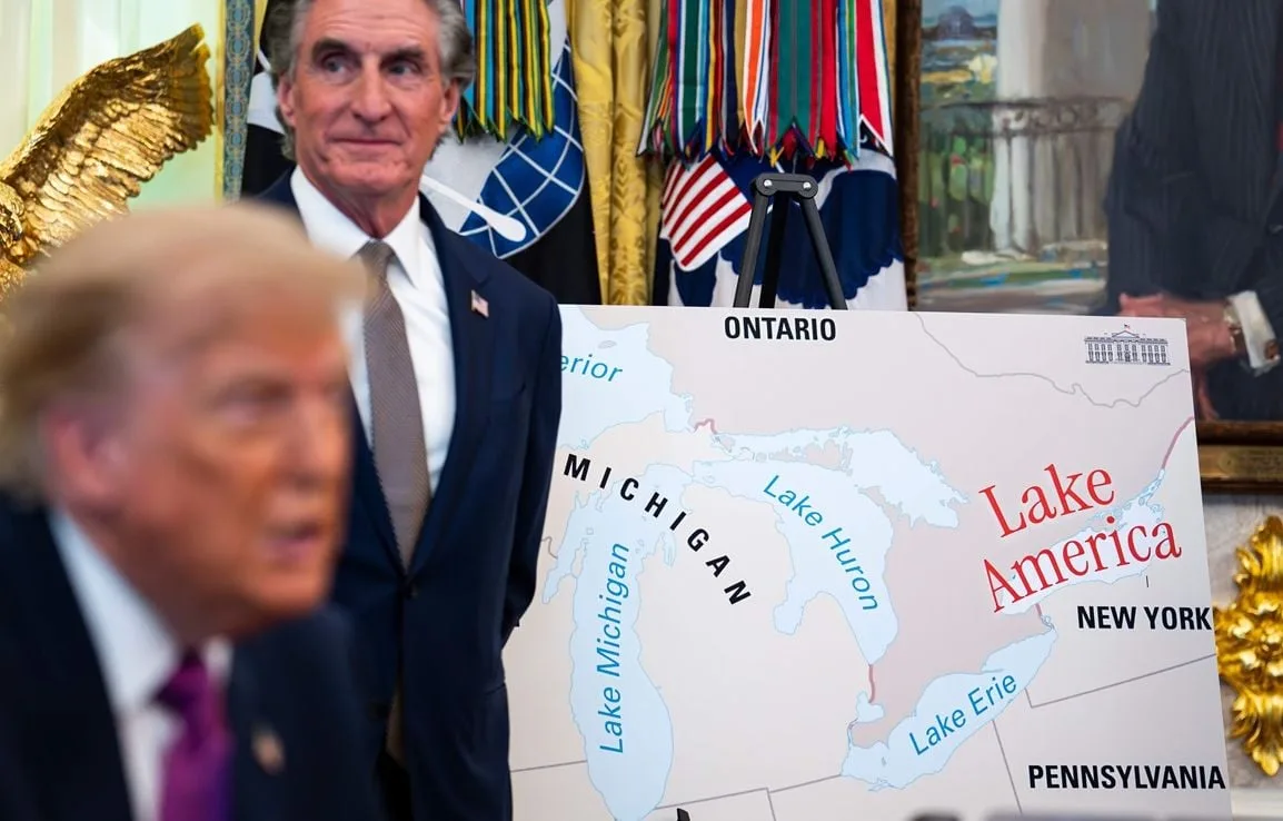 En images - Lac Ontario, Golfe du Mexique, Ormuz… Quand Donald Trump joue avec la géographie mondiale