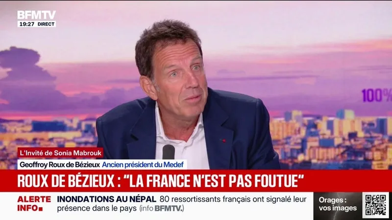"Je ne crois pas qu'un candidat anti-entreprise puisse être élu" [à l'élection présidentielle], pointe Geoffroy Roux de Bézieux, ancien président du Medef