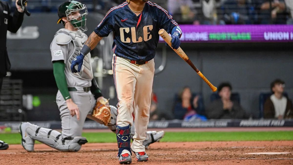 José Ramírez homers, reaches 1,000 RBIs as Guardians down A's 5-3, move into first alone in Central