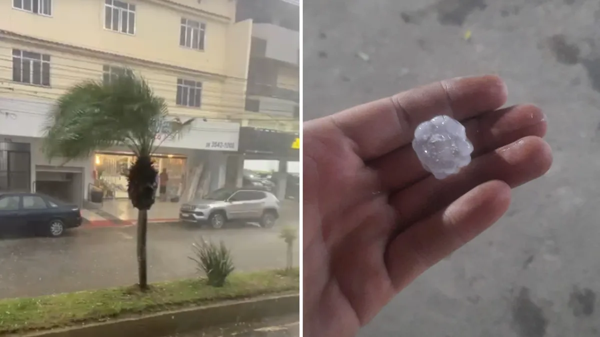 Temporal com granizo surpreende moradores de Castelo; veja vídeo