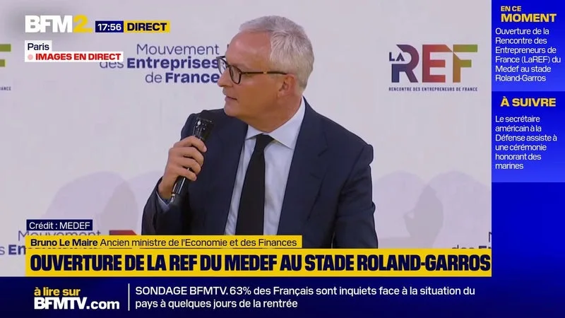 Invité à la REF du Medef, Bruno Le Maire affirme qu'il faut défendre "les chefs d'entreprise et ceux qui créent des emplois dans notre pays"