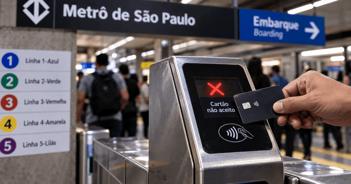 Catracas do Metrô de SP apresentam falhas em pagamentos com cartão