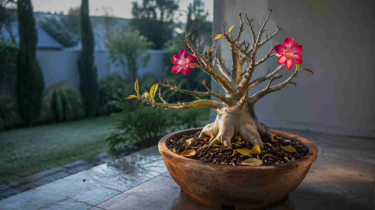 Sua rosa-do-deserto está sofrendo com o frio? Entender como a planta reage nessa época ajuda a evitar perdas durante o inverno