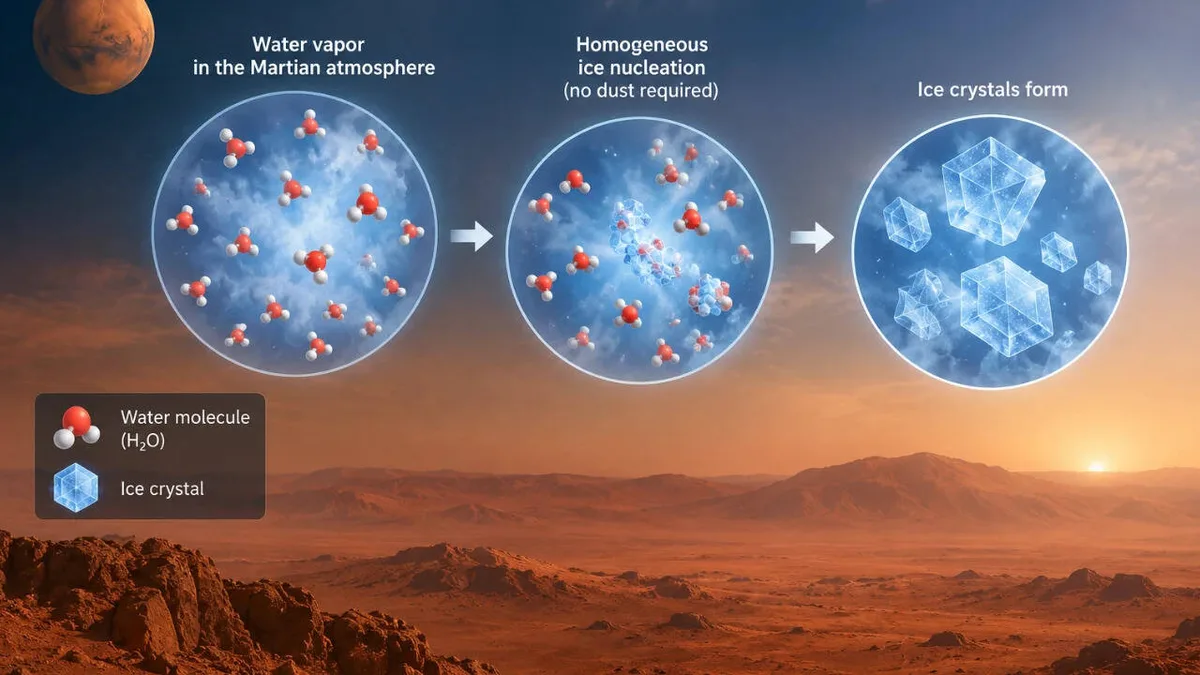 Mars forms a 1,800-km morning cloud near a giant volcano, possibly without dust