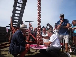 Le record du monde de la plus longue tresse d’oignons de Roscoff va-t-il être battu ? Faites vos pronostics !