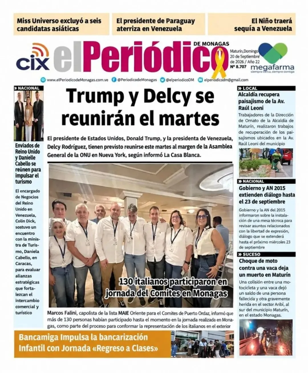 Portadas de este domingo 20 de septiembre de 2026