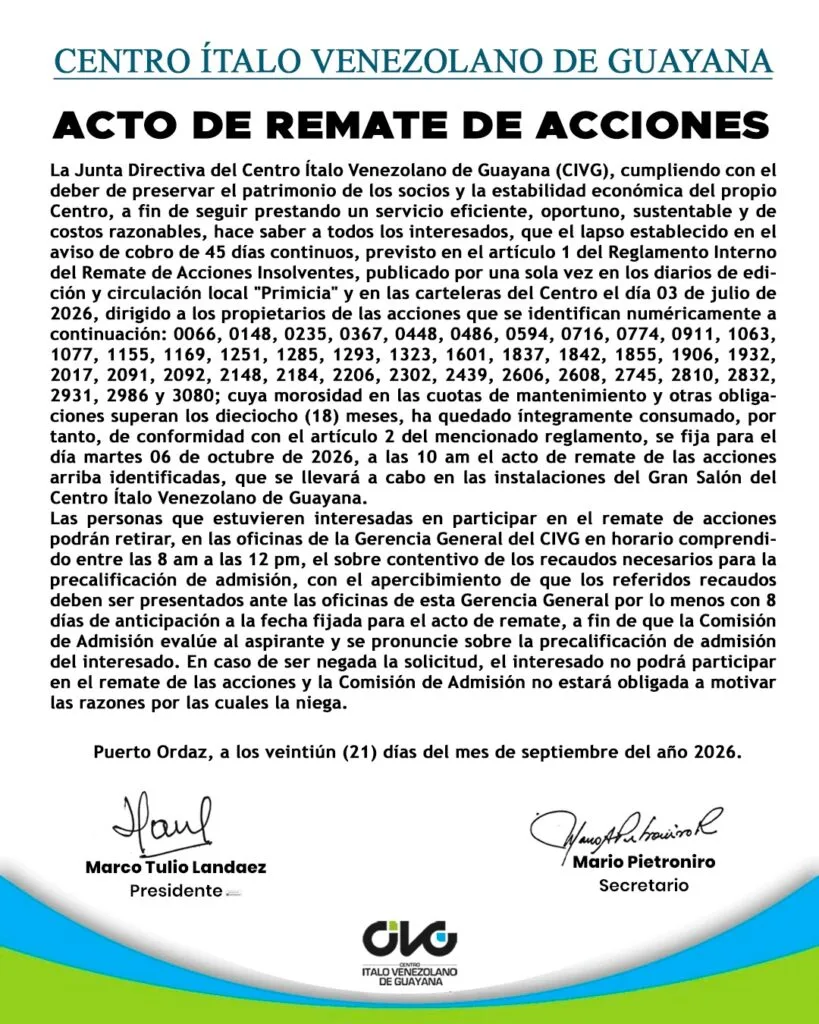 Cartel Único de Remate
