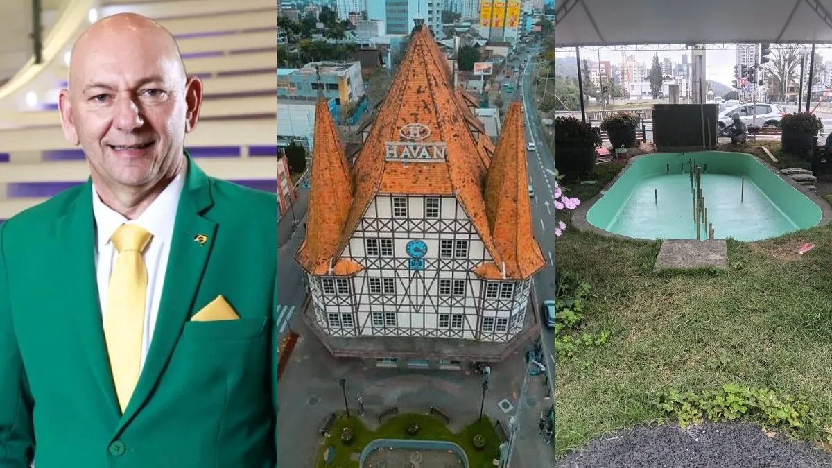 Luciano Hang ‘tira do bolso’ reforma de chafariz de praça em frente a loja da Havan em SC