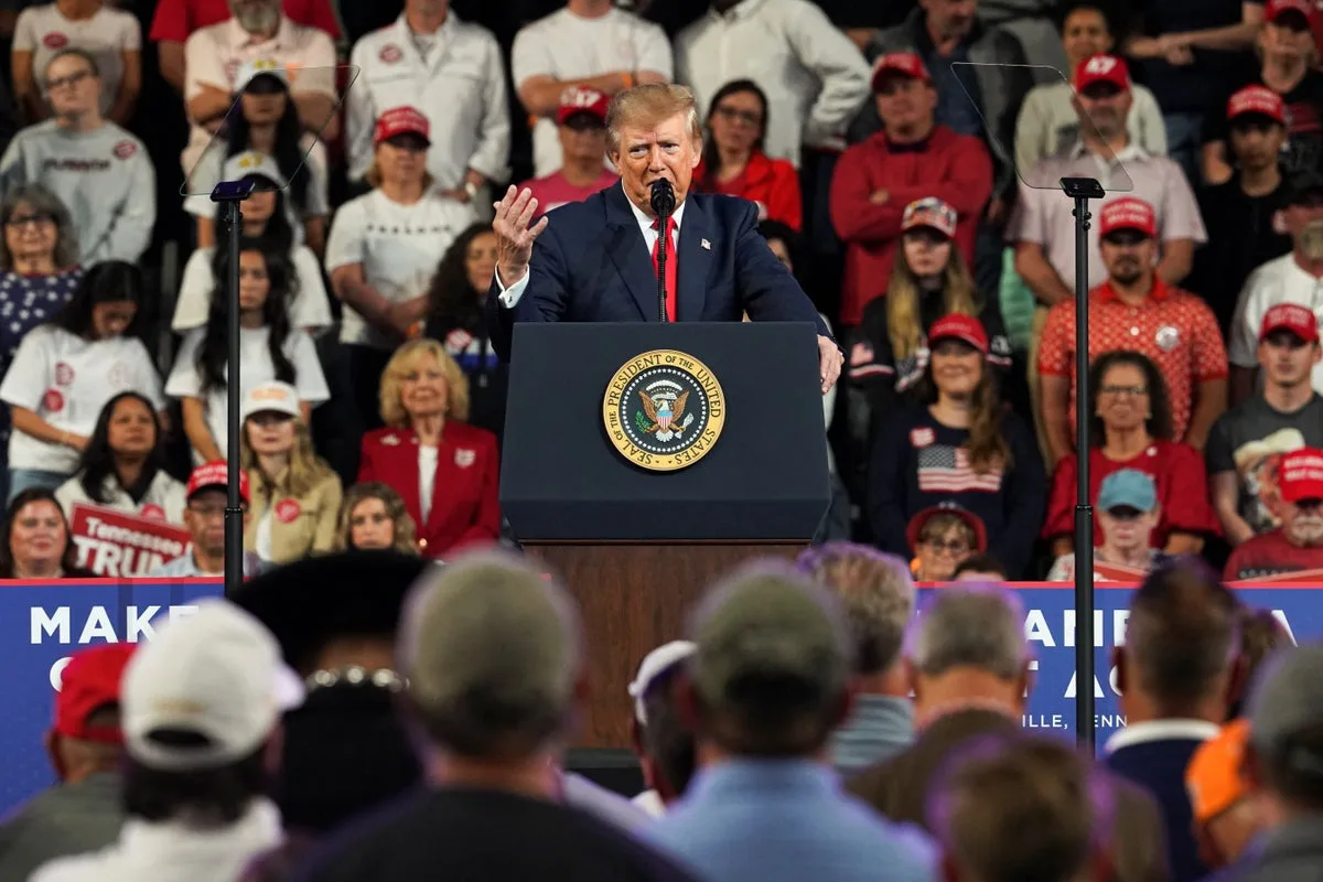 Trump mocks Kamala Harris’ looks as MAGA women guffaw at rambling Tennessee rally