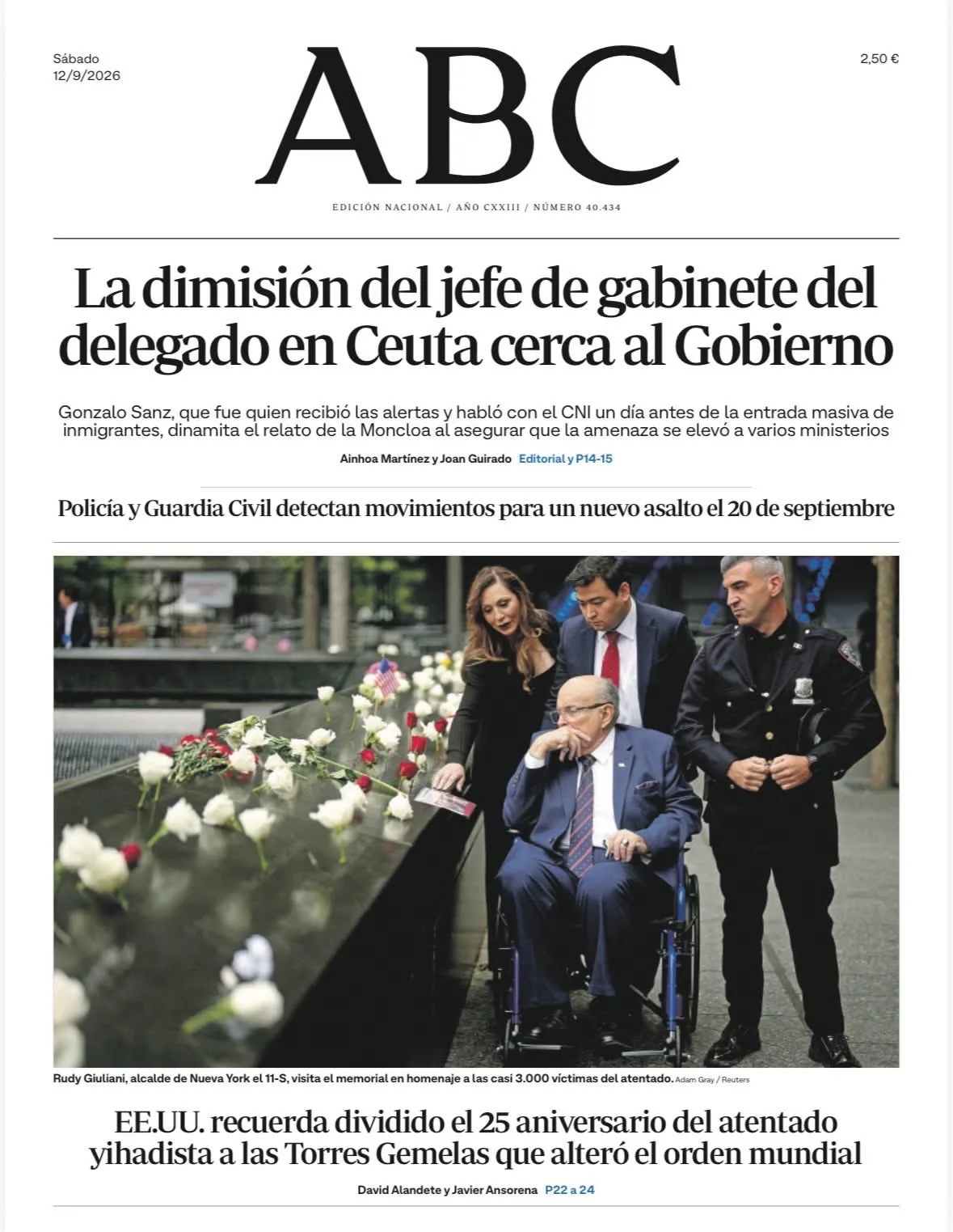 Portadas de la prensa internacional de este sábado 12 de septiembre de 2026