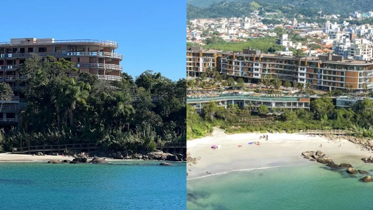 Megaresort residencial com piscina semiolímpica, sala de massagem e academia muda paisagem na beira-mar de praia paradisíaca de SC