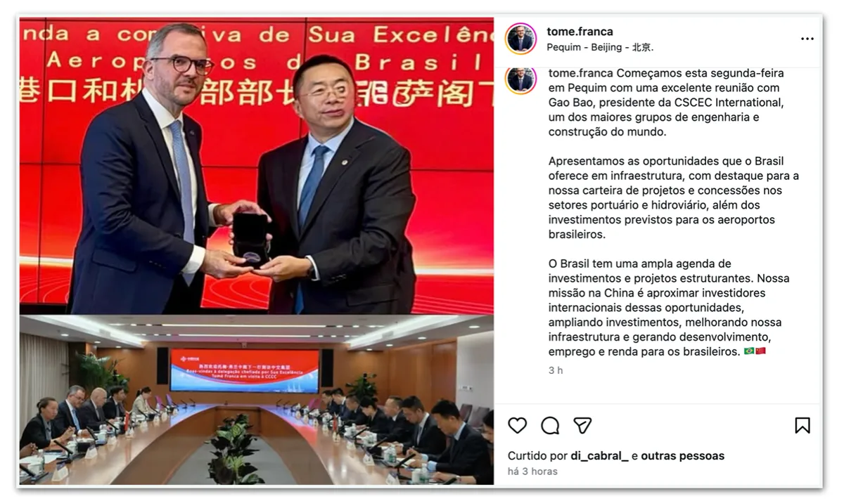 Ministro apresenta projetos de infraestrutura a investidores chineses