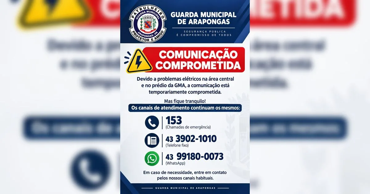 GM de Arapongas relata falha de comunicação devido à queda de energia na área central