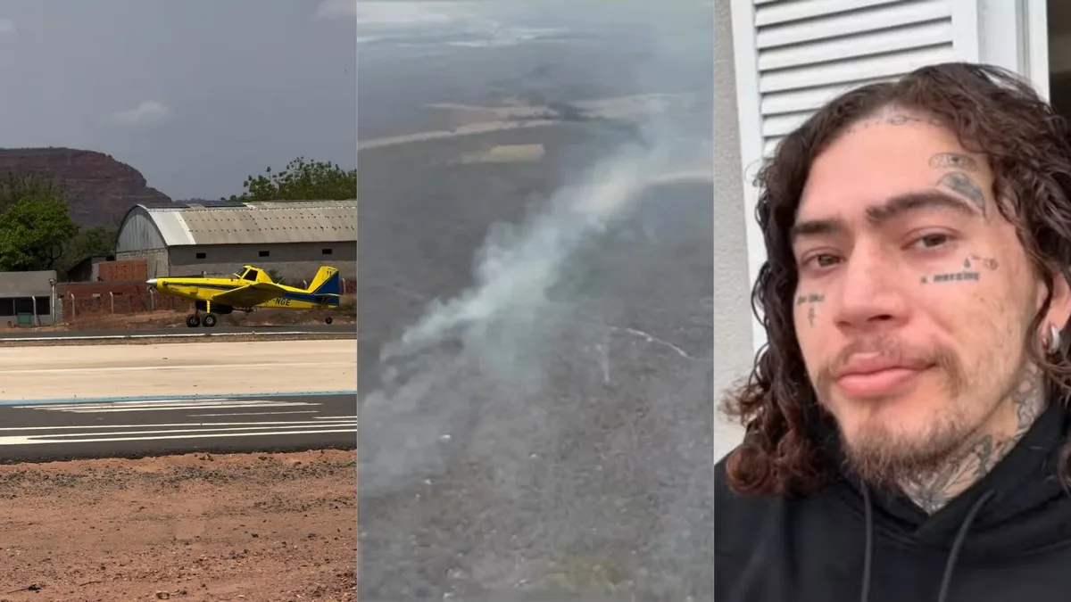 Incêndio se aproxima de casas em cidade do PI; avião alugado por Whindersson Nunes auxilia no combate do principal foco do fogo