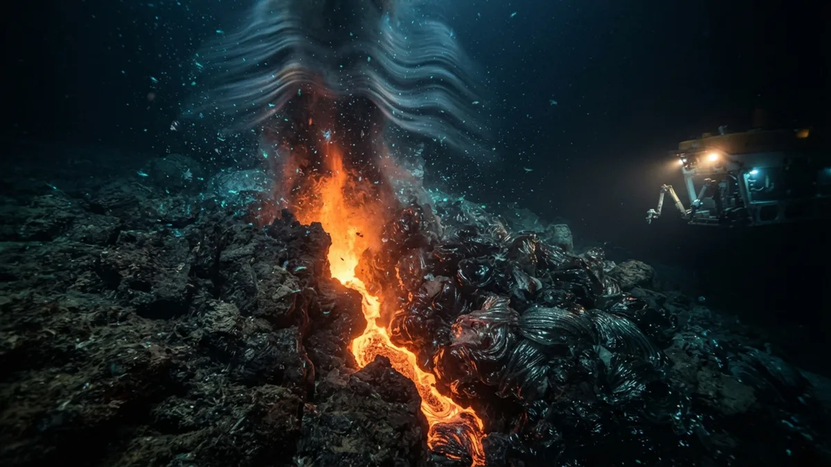 Um vulcão pode entrar em erupção no fundo do oceano sem que praticamente nada apareça na superfície, mesmo quando muita lava está sendo liberada