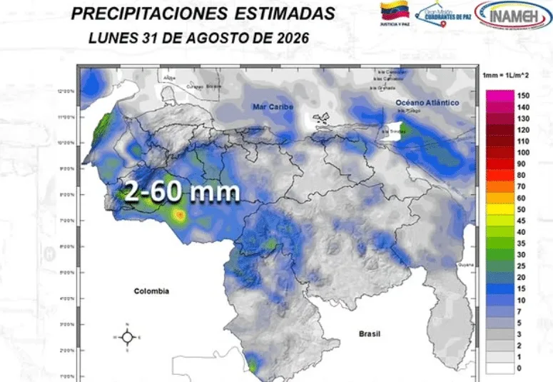 Ondas tropicales 43, 45 y 46 mantendrán las lluvias en Venezuela hasta el 6 de septiembre, dice Inameh