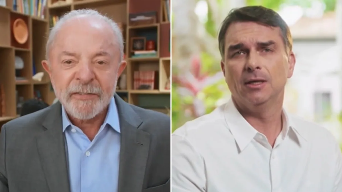 Flávio Bolsonaro reexibe programa eleitoral que foi ao ar sem áudio e, em peça inédita, aborda segurança; Lula foca no fim da escala 6x1