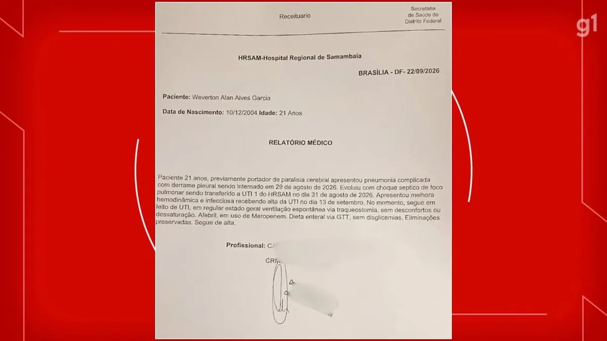 Falta de leitos na rede pública do DF faz jovem com paralisia cerebral seguir em UTI, 10 dias após alta; família cobra vaga em enfermaria