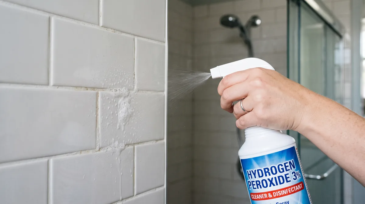 Borrifar água oxigenada nos rejuntes do banheiro minutos antes do banho: o método sem esforço para derreter o limo escuro